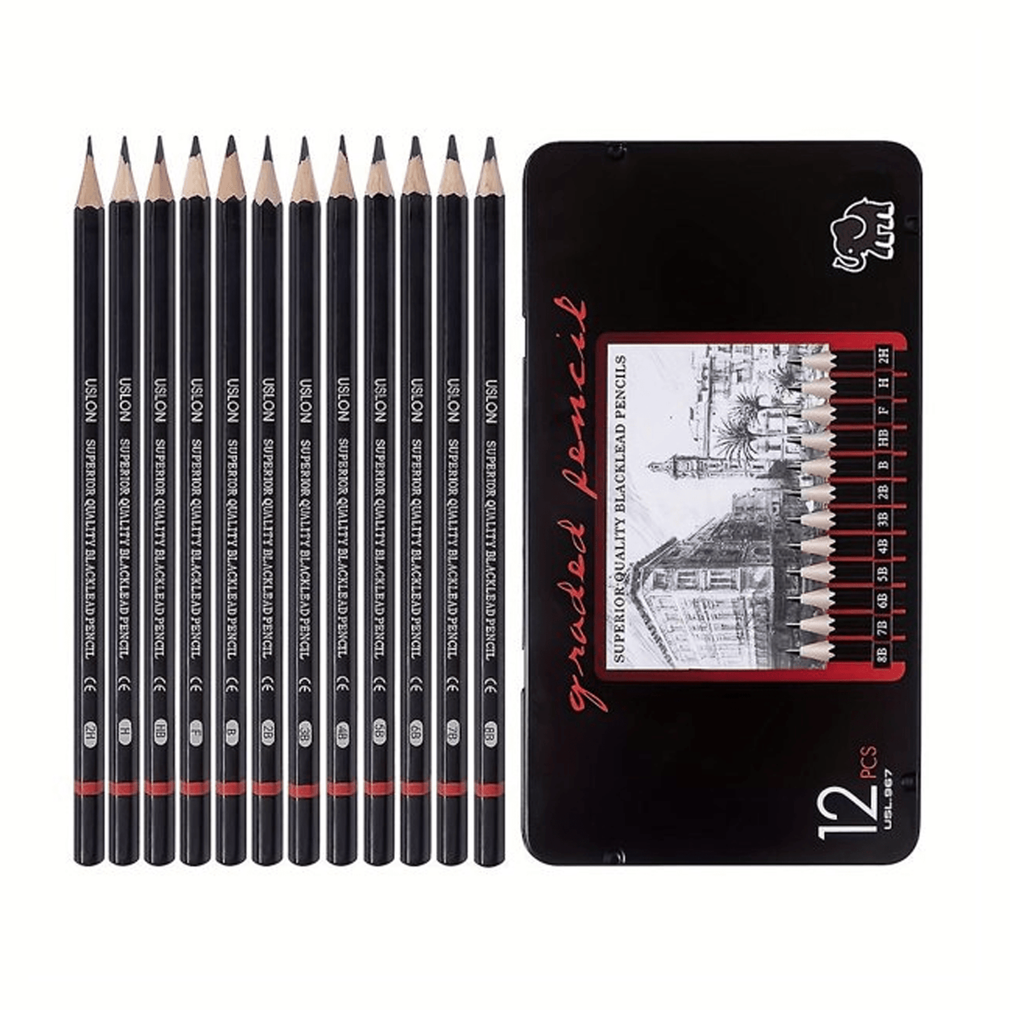 12-PIECE PROFESSIONAL SKETCHING PENCIL SET
