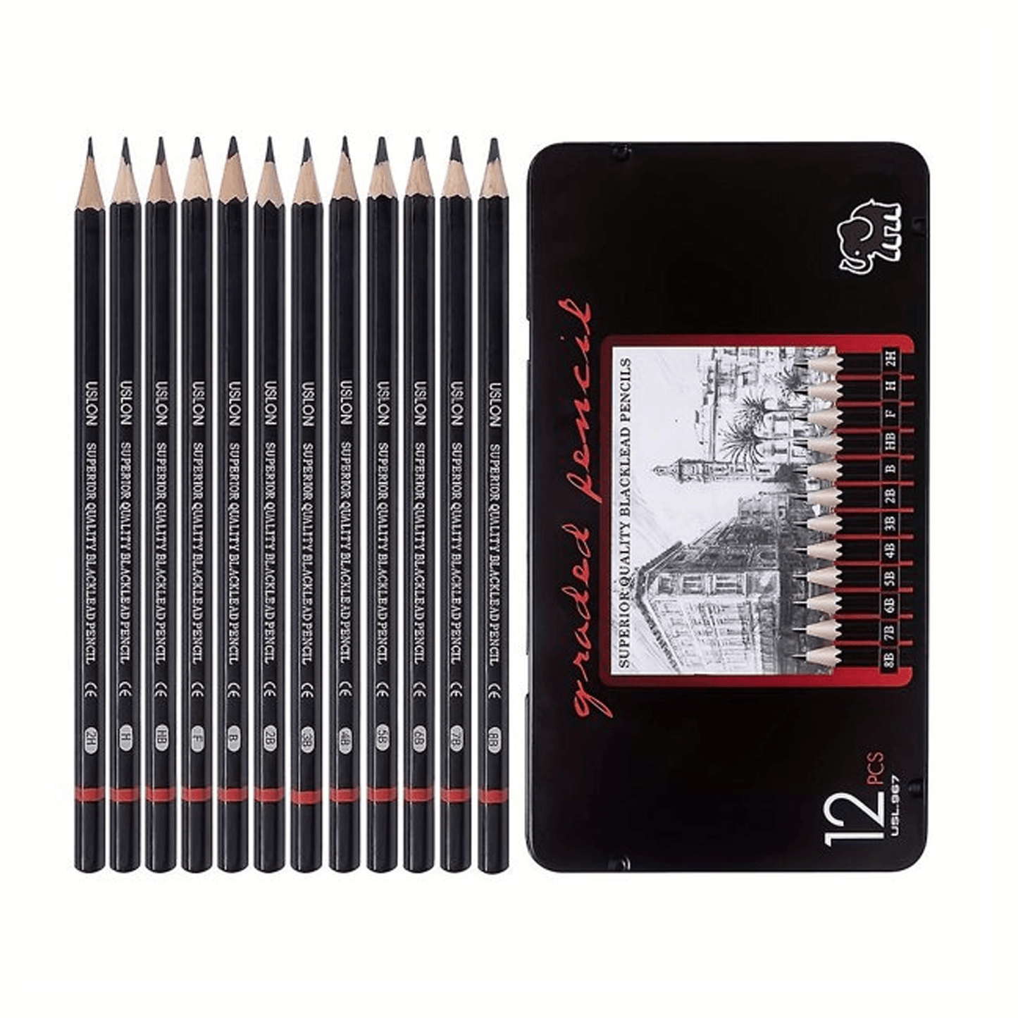 12-PIECE PROFFESIONAL SKETCHING PENCIL SET