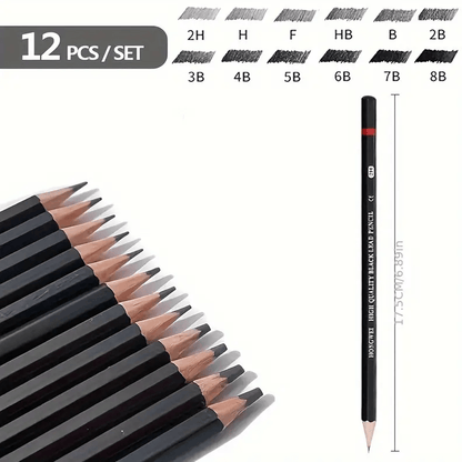 12-PIECE PROFESSIONAL SKETCHING PENCIL SET