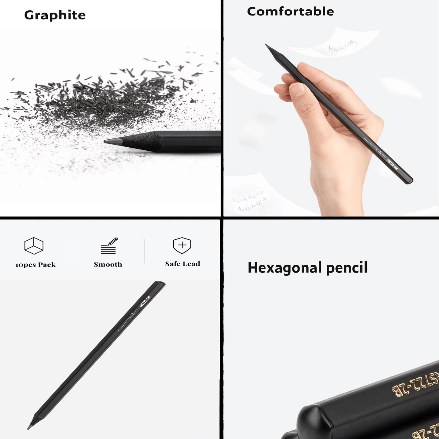 BLACK WOOD GRAPHITE PENCIL SET