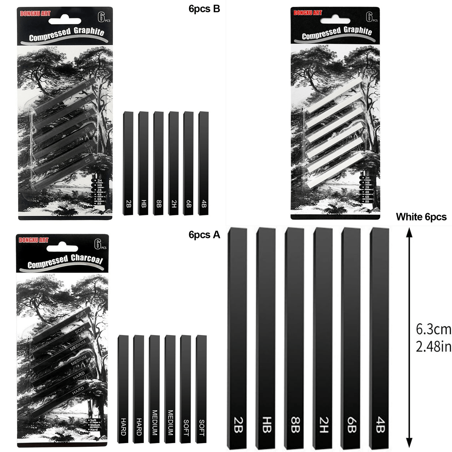 WOODLESS COMPRESSED CHARCOAL STICKS