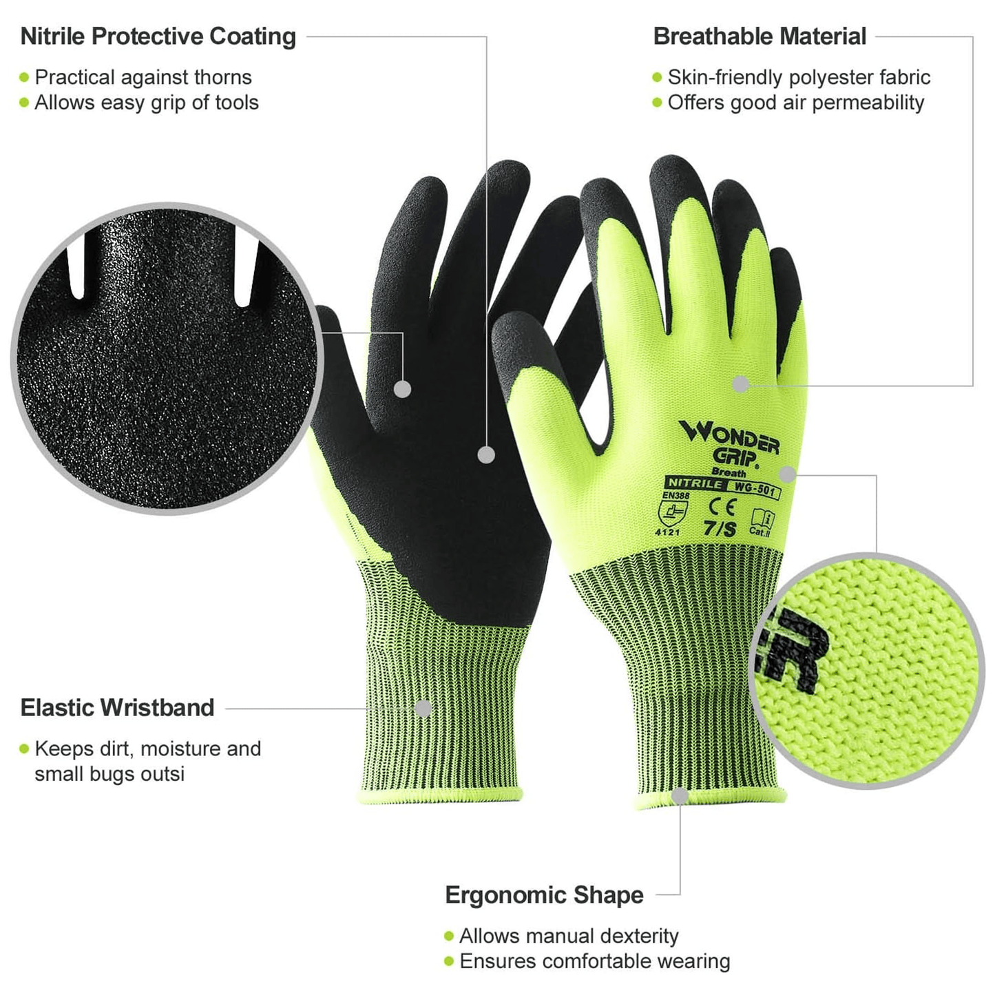 WONDER GRIP GARDENING GLOVES